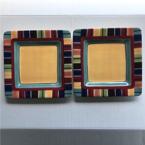 Set Of 2 Tabletops Unlimited “Amherst” Square Dinner Plates 10.5” - Picture 2 of 7